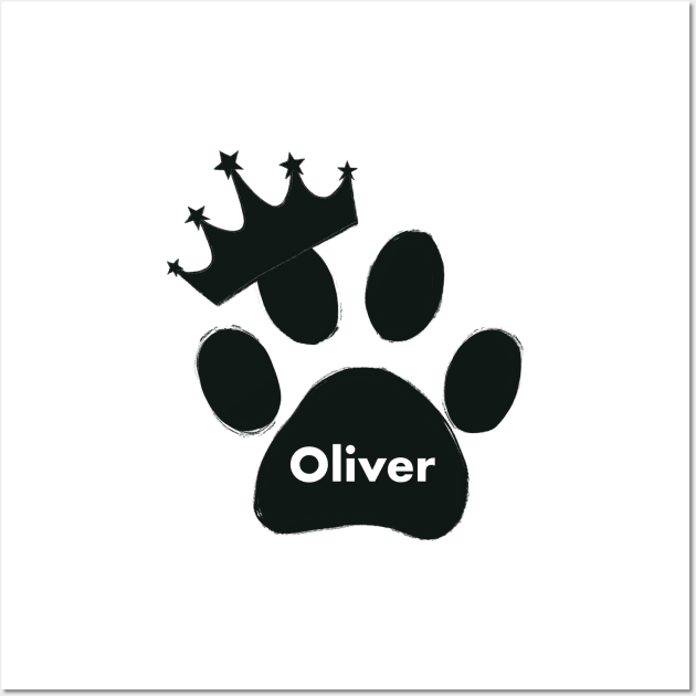 oliver cat name made of hand drawn paw prints Wall Art by GULSENGUNEL